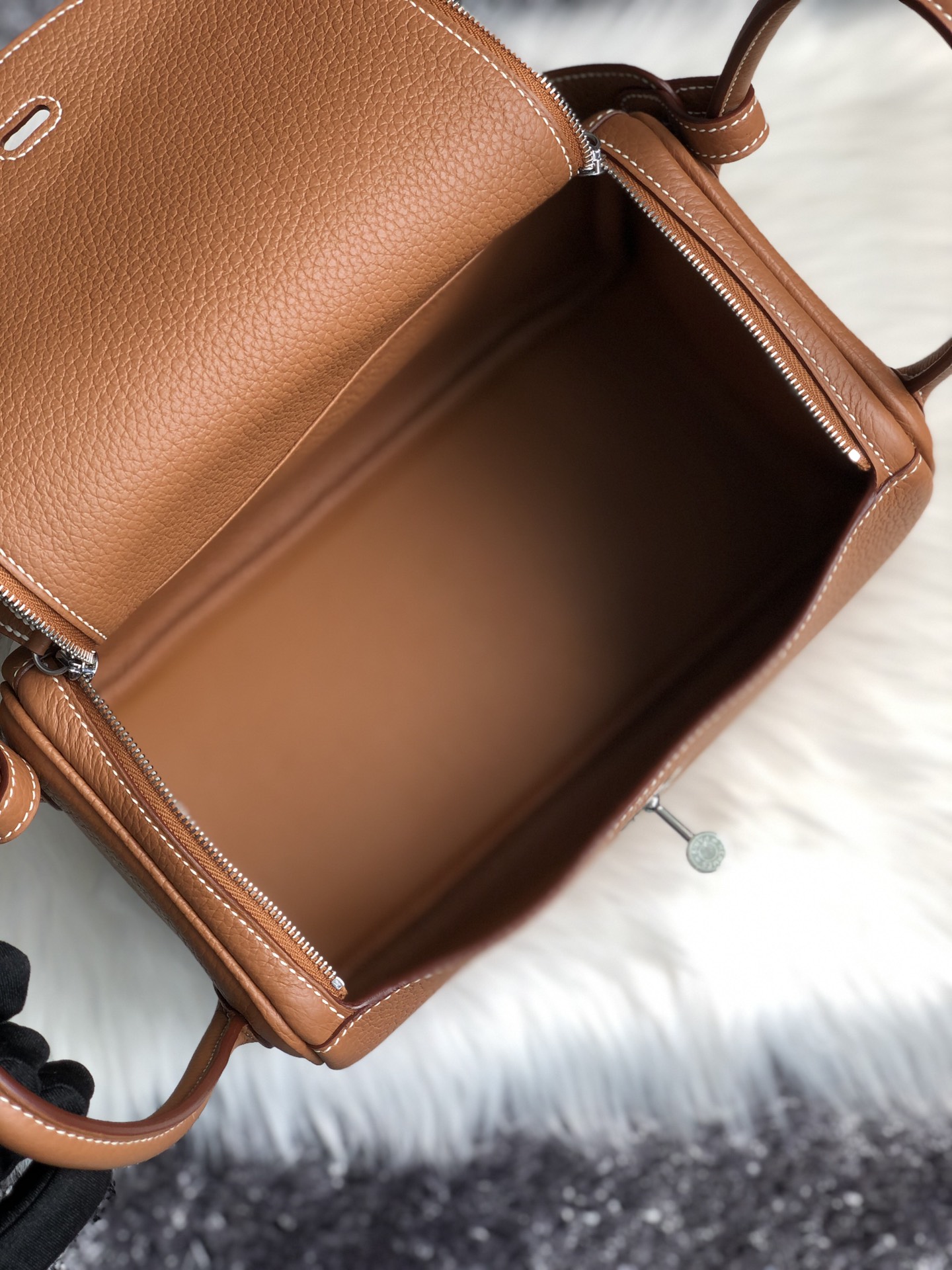 에르메스 린디백26 골드브라운 은장 소가죽